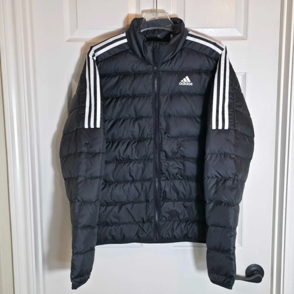 Adidas Essentials Down Filled Polyester Black Jacket Men's Size Large GH4589 NEW